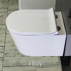 Toilet WC Wall Hung Mounted Cloakroom round pan Soft Close Slim Seat W4