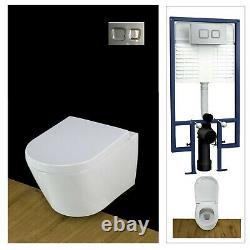 Toilet WC Wall Hung Mounted Heavy D Soft Close Seat Concealed Frame & Plate 351