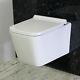 Toilet Wc Wall Hung Mounted Square Ceramic Bathroom Soft Closing Seat W5