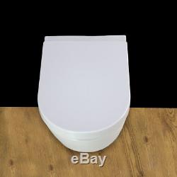 Toilet WC Wall Hung Mounted Square Ceramic White Soft Closing Seat Bathroom W-4N