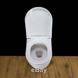 Toilet WC Wall Hung Mounted Square Concealed Frame Soft Close Seat Bathroom W4/F