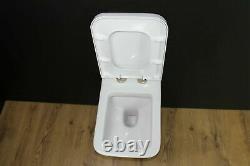 Toilet WC Wall Hung Mounted Square Soft Close Seat Concealed Cistern Combo 350
