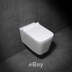 Toilet Wall Hung Ceramic Ultra Slim Soft Close Seat Bathroom WC