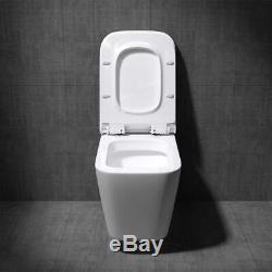 Toilet Wall Hung Ceramic Ultra Slim Soft Close Seat Bathroom WC