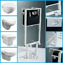 Toilet Wall Hung Mounted Bathroom Ceramic White BTW Adjustable Concealed Cistern