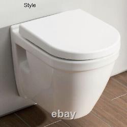 Toilet Wall Hung Mounted WC Round Square Designs Soft Close Seat Bathroom White