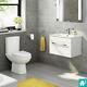 Toilet & Wall Hung Vanity Unit With Basin Gloss White Modern Bathroom