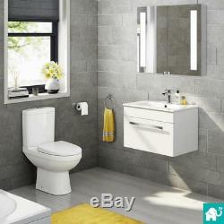 Toilet & Wall Hung Vanity Unit with Basin Gloss White Modern Bathroom