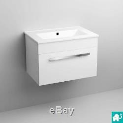 Toilet & Wall Hung Vanity Unit with Basin Gloss White Modern Bathroom