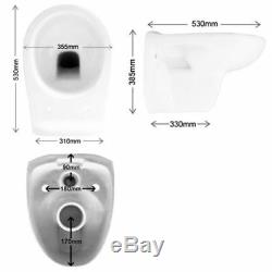 Toilet Wall Hung White Ceramic WC Pan Bowl Soft Close Seat Modern White WC