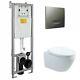 Toilet Wc Frame + Rimless Wall Hung Toilet Pan With Soft Close Seat Set
