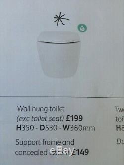 Two new Bathstore wall hung toilet pans, white, pans only, delivered in error