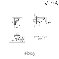 VITRA Compact Short Projection Square Wall Hung Toilet WC Pan & Soft Close Seat