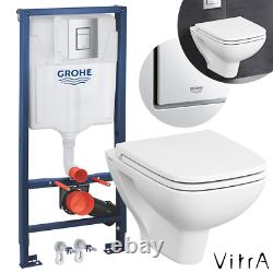 VITRA Compact Short Projection Wall Hung Toilet & GROHE Concealed Cistern Frame