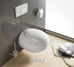 VeeBath Aggy Egg Pod Shaped Compact Wall Hung Toilet Short Projection WC Pan