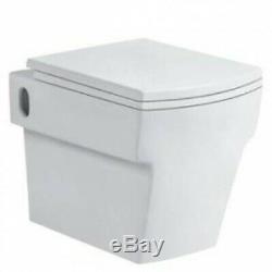 VeeBath Riva Square Short Projection Wall Hung WC Toilet Pan & Soft Close Seat