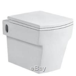 VeeBath Riva Square Short Projection Wall hung WC Pan with Soft Close Seat