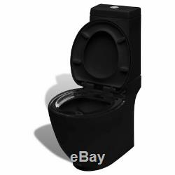 VidaXL Stand Toilet & Bidet Set Ceramic Bathroom Furniture Fixture Black/White