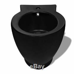 VidaXL Stand Toilet & Bidet Set Ceramic Bathroom Furniture Fixture Black/White