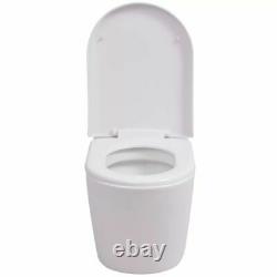 VidaXL Toilet Bathrooms Wall Hung Rimless Ceramic Toilets Soft Close Seat White