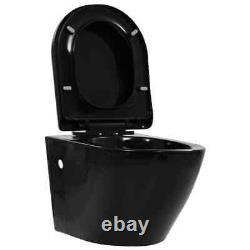 VidaXL Wall Hung Rimless Toilet Ceramic Bathroom Suspended Seat White/Black