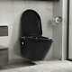 Vidaxl Wall Hung Rimless Toilet Ceramic Black Bathroom Suspended Toilet Seat