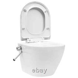 VidaXL Wall Hung Rimless Toilet With Bidet Function Ceramic White Sleek Toilet