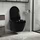 Vidaxl Wall Hung Rimless Toilet With Bidet Function Ceramic Black