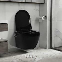 VidaXL Wall Hung Rimless Toilet with Bidet Function Ceramic Black