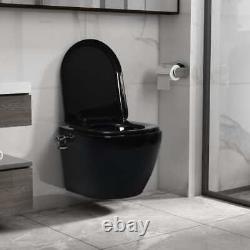 VidaXL Wall Hung Rimless Toilet with Bidet Function Ceramic Black UK NEW