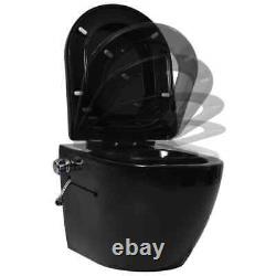 VidaXL Wall Hung Rimless Toilet with Bidet Function Ceramic Black UK NEW
