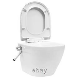 VidaXL Wall Hung Rimless Toilet with Bidet Function Ceramic White
