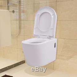 VidaXL Wall Hung Toilet Bathroom Bidet Concealed Cistern Ceramic White/Black