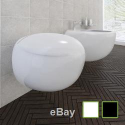 VidaXL Wall Hung Toilet Bidet Ceramic Bathroom Quality Soft Close White/Black