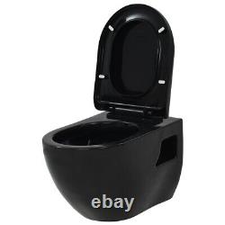 VidaXL Wall-Hung Toilet Ceramic Black