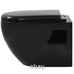 VidaXL Wall-Hung Toilet Ceramic Black