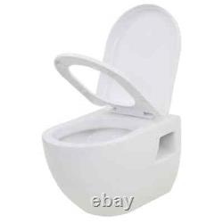 VidaXL Wall-Hung Toilet Ceramic White UK NEW