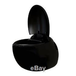 VidaXL Wall Hung Toilet Egg Design with Concealed Cistern Black Height-adjustable