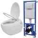Vidaxl Wall Hung Toilet Egg Design With Concealed Cistern White Bathroom Wc