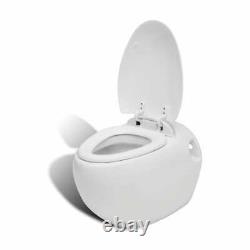 VidaXL Wall Hung Toilet Egg Design with Concealed Cistern White Bathroom WC