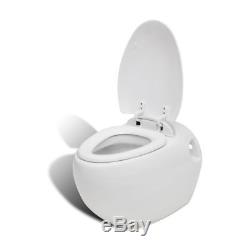 VidaXL Wall Hung Toilet Egg Design with Concealed Cistern White Height-adjustable