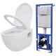 Vidaxl Wall-hung Toilet With Concealed Cistern Ceramic White Bathroom Fixture
