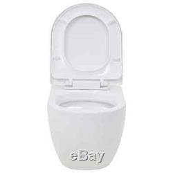 VidaXL Wall-Hung Toilet with Concealed Cistern Ceramic White Bathroom Fixture