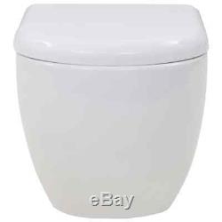VidaXL Wall-Hung Toilet with Concealed Cistern Ceramic White Bathroom Fixture