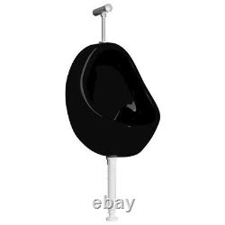 VidaXL Wall Hung Urinal with Flush Valve Ceramic Black