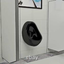 VidaXL Wall Hung Urinal with Flush Valve Ceramic Black