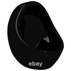 VidaXL Wall Hung Urinal with Flush Valve Ceramic Black