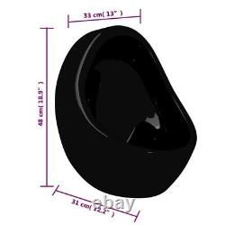 VidaXL Wall Hung Urinal with Flush Valve Ceramic Black