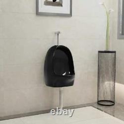 VidaXL Wall Hung Urinal with Flush Valve Ceramic Black NDE