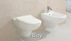 Villeroy & Boch Joyce wc wall hung toilet pan rimless + soft seat 5607. R0. R1